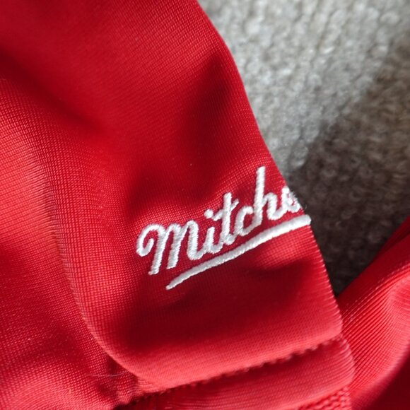 Red Wings Jacket Medium Detroit Tailored Warm Up Embroidered Mitchell & Ness - Picture 3 of 13